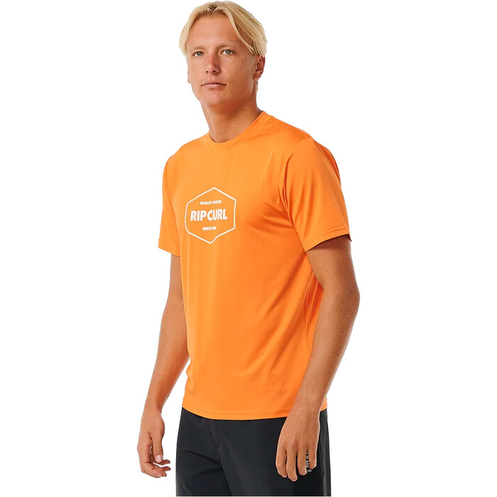 2024 Rip Curl Hombres Grapadora UPF Chaleco De Lycra De Manga Corta 14UMRV - Mandarin Red